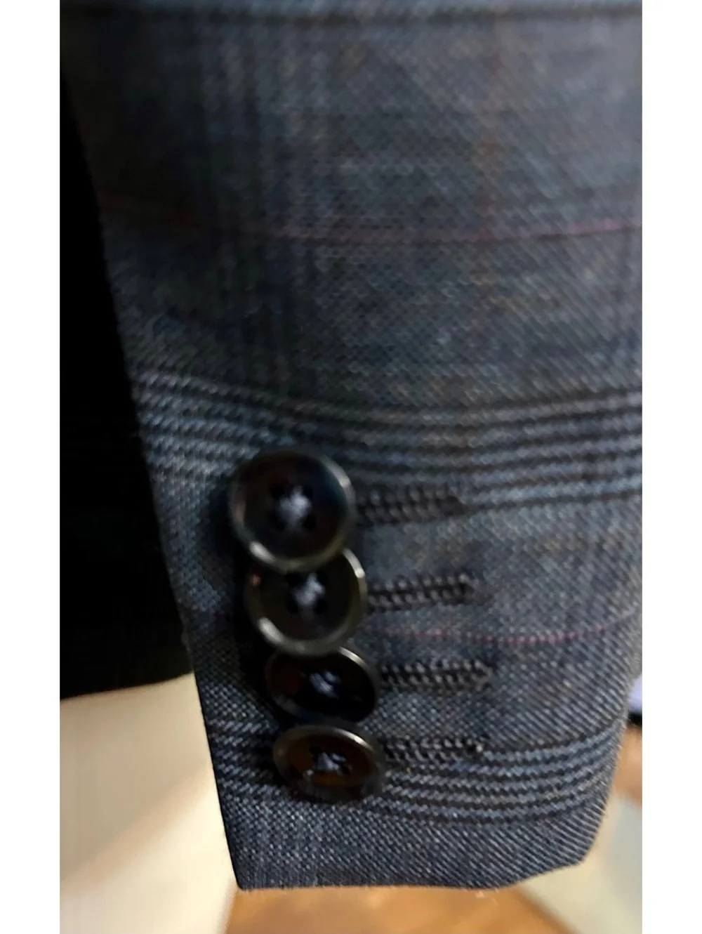 Express Men’s 40R Slim Fit Stretch Blazer Blue Plaid 2 Button Sport Coat Jacket